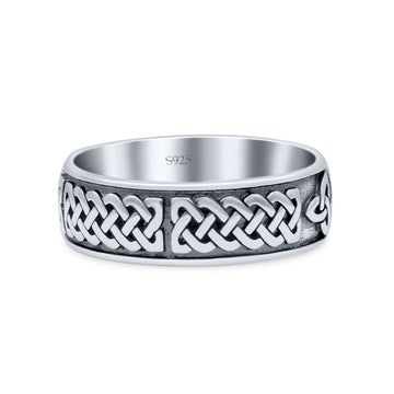 Traditional Irish Claddagh Triquetra Celtic Knot Trinity Statement With Heart Shape Oxidized Filigree Design Thumb Band